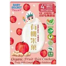 BABY SECRET 寶寶的秘密 有機蘋果米菓 36g (6g x 6包) 無麩質 無添加 4個月以上寶寶適用, 蘋果, 1盒