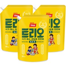 Trio 蔬果碗盤洗潔精補充包 復古包裝, 檸檬香, 2.1L, 3包