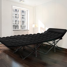 하비티 휴대용 접이식 간이침대 + 쿠션패드 세트, 블랙