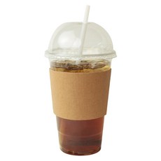 Inp PET 冰杯 98口徑 20oz + 圓頂開孔杯蓋 + 杯套 + 吸管組合, 550ml, 50個, 1套