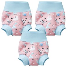 Splash About Brand New Happy Nappy 3D加強版 游泳尿布褲/尿布 粉紅動物園, L, 3件