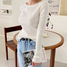 디아미뇽 여성용 코코 보트넥 골지니트