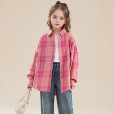 Pink B 女童洋紅色格紋襯衫