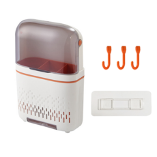 MEO 壁掛/桌上兩用3格餐具筒, 白色 + 橘色, 1個