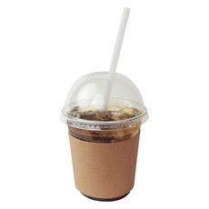 Inp PET 冰杯杯身 上緣直徑 92mm 360ml + 圓頂開孔杯蓋 + 杯套 + 吸管組合, 50個, 1套