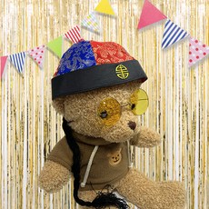 파티공구 칼라 원형 안경 + 차이나 모자댕기 대, 옐로우(안경), 2개