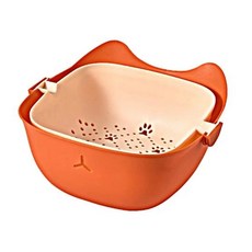北歐風雙層加厚瀝水收納籃 PP材質, 吉祥橘, 1個