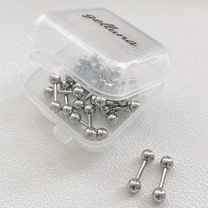 젤루나 여성용 써지컬 실버 바벨 볼 피어싱 6 x 4 mm 20p + 케이스 세트 P-07