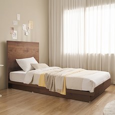 잉글랜더 SAF 모아 평상형 침대 프레임 + 9존 매트리스 세트 방문설치, 프렌치월넛(프레임), 화이트(매트리스)