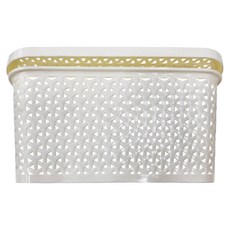 GIMI 吉米 附蓋歐微籃組 D185510 高品質PP材質 簡約美學設計 5色6尺寸 菱紋鏤空花紋, 28 x 19.5 x 13.5cm, 顏色隨機, 1組