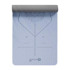 ZHONGOU 長紅 TPE加厚款正位線防滑雙色瑜珈墊 厚15mm TP189015 贈綁帶+背袋+拉力繩或拍拍球(顏色款式隨機), 藍色, 1組