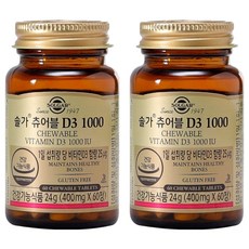 솔가 츄어블 비타민D3 1000IU, 60정, 2개