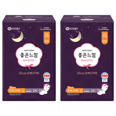 좋은느낌 오리지널 생리대 패드형, 오버나이트, 24개입, 2개