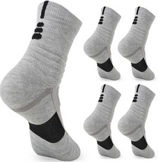 Babigongsik 雙層緩衝高筒登山襪, 灰色, 5個