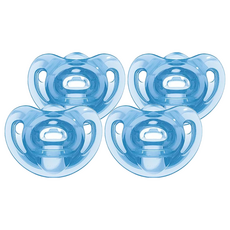 NUK SENSITIVE 超柔軟全矽膠安撫奶嘴，適合敏感新生兒, 6個月以上, 藍色, 4個