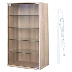 BuyJM 低甲醛強化玻璃展示櫃附LED燈 MIT製83公分 書櫃/收納櫃/公仔櫃, 漂流木色