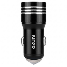 Kinyo 雙USB孔車用充電座 24 x 24 x 65mm 14.4g, CU-8073, 黑色