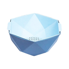 北歐雙色鑽石蔬果洗菜籃 26x11cm PP材質, 鑽石藍, L, 1個