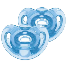 NUK SENSITIVE 超柔軟全矽膠安撫奶嘴，適合敏感新生兒, 6個月以上, 藍色, 2個