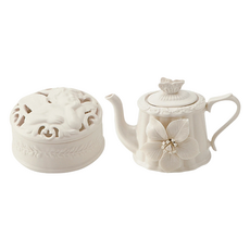 歐式復古茶壺收納組, 茶壺 + 收納盒, 天使花, 1組