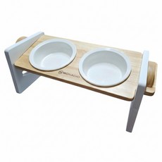 MONAGIO 寵物可調高度雙孔智能陶瓷碗, 1個, 自然白