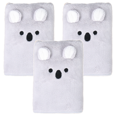 珊瑚絨毛巾 30 x 80cm, 灰色無尾熊, 3入