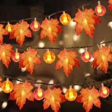 indi.k 萬聖節落葉南瓜LED燈飾掛旗, 2個, 橘色