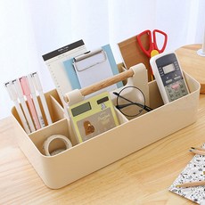 선동상사 우드핸들 수납바구니, 크림화이트, 1개