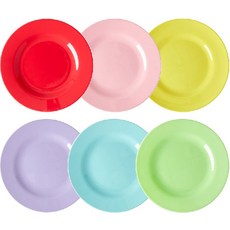 rice 彩色餐盤組 6入, 1組, 紅色+粉色+黃色+淺綠色+天藍色+紫色