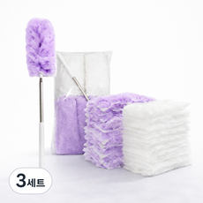 이고다 먼지왕 업그레이드형 양면흡착 정전기 먼지털이 롱핸들 1P+리필20P, 화이트+퍼플, 3세트