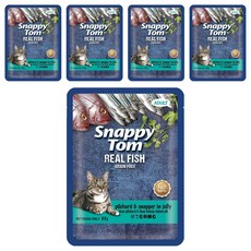 Snappy Tom 幸福貓 無穀貓餐包 沙丁魚+鯛魚 不含防腐劑, 85g, 5包