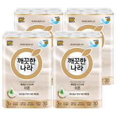 KleanNara 可綠納樂 觸&感 經典雪紡天然紙漿3層高級捲筒衛生紙, 27m, 4個, 30入