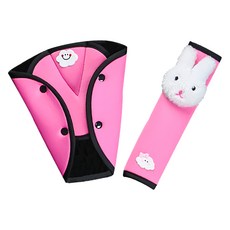 bebehome 車用安全帶緩衝調節護墊 可愛保護套組, 粉色小白兔, 1組