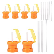 Bebelock 2個水瓶吸管蓋+2個矽膠吸管+清潔刷, 3組, 橘色