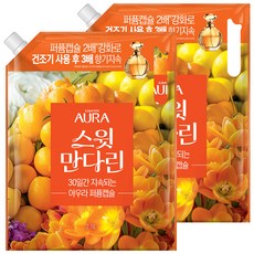 아우라 퍼퓸캡슐 초고농축 섬유유연제 스윗만다린 리필, 2.3L, 2개