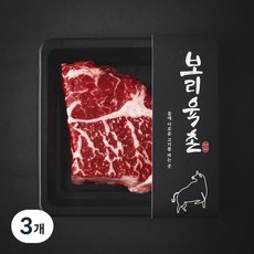 보리육촌 국내산 소고기 등심 2등급 구이용 (냉장), 200g, 3개