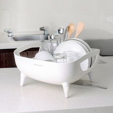 NIneware Volume 碗盤瀝水架 緊湊型, 1層, 白色, 1個