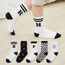 BASE ALPHA ESSENTIALS 兒童快樂棋盤格紋短襪5件組