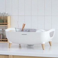 NINEWARE 大容量曬碗籃, 乳白色, 1個