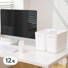 GAKYU 現代圓角生活收納箱 L Slim, 白色, 12個