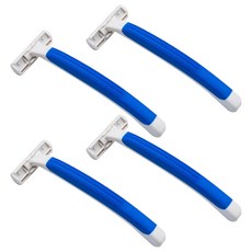 藍色市集 雙層刀片 不鏽鋼刮鬍刀 藍色, 4個, 1入