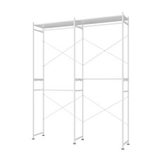 HABITY 衣帽間雙層高級可收納調節掛衣架 白色層板, 白色