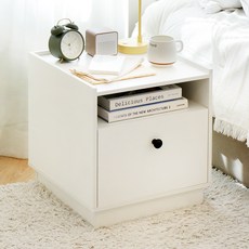 코멧 홈 사각 모던한 침대 서랍 협탁, 화이트, 1개
