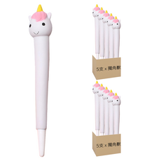 捏捏樂紓壓筆, 0.5mm中性筆, 海綿材質, 小白兔/小粉兔/小老虎/小柯基/長頸鹿/獨角獸/藍企鵝/仙人掌/倉鼠/恐龍/菠蘿/白色貓爪, 10支