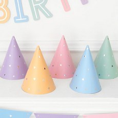 파티팡 삼각패턴 파티고깔 모자 5종 세트, 파스텔, 1세트