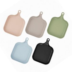 Ggoomim 單柄方形餐盤 Set 5入 方便使用, 5件組方形餐盤, 黑色 + 橄欖綠色 + 粉色 + 灰色 + 淺藍色, 1組