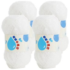 쎄비 촉촉 수세미 뜨개실, 흰색, 4개