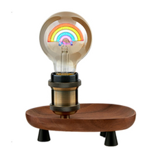 好物良品 藝術檯燈原木小物收納盤, 110V, 燈泡可替換, 彩虹rainbow