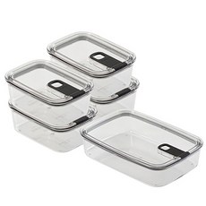 비엘락 올투명 원터치 에코젠 밀폐용기 블랙 2종 세트, 1세트, 650ml(4P) + 1.4L(1P)