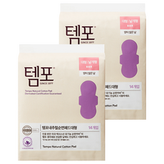韓國 Tempo 棉柔蝶翼衛生棉, 大型(28cm), 14片, 2包